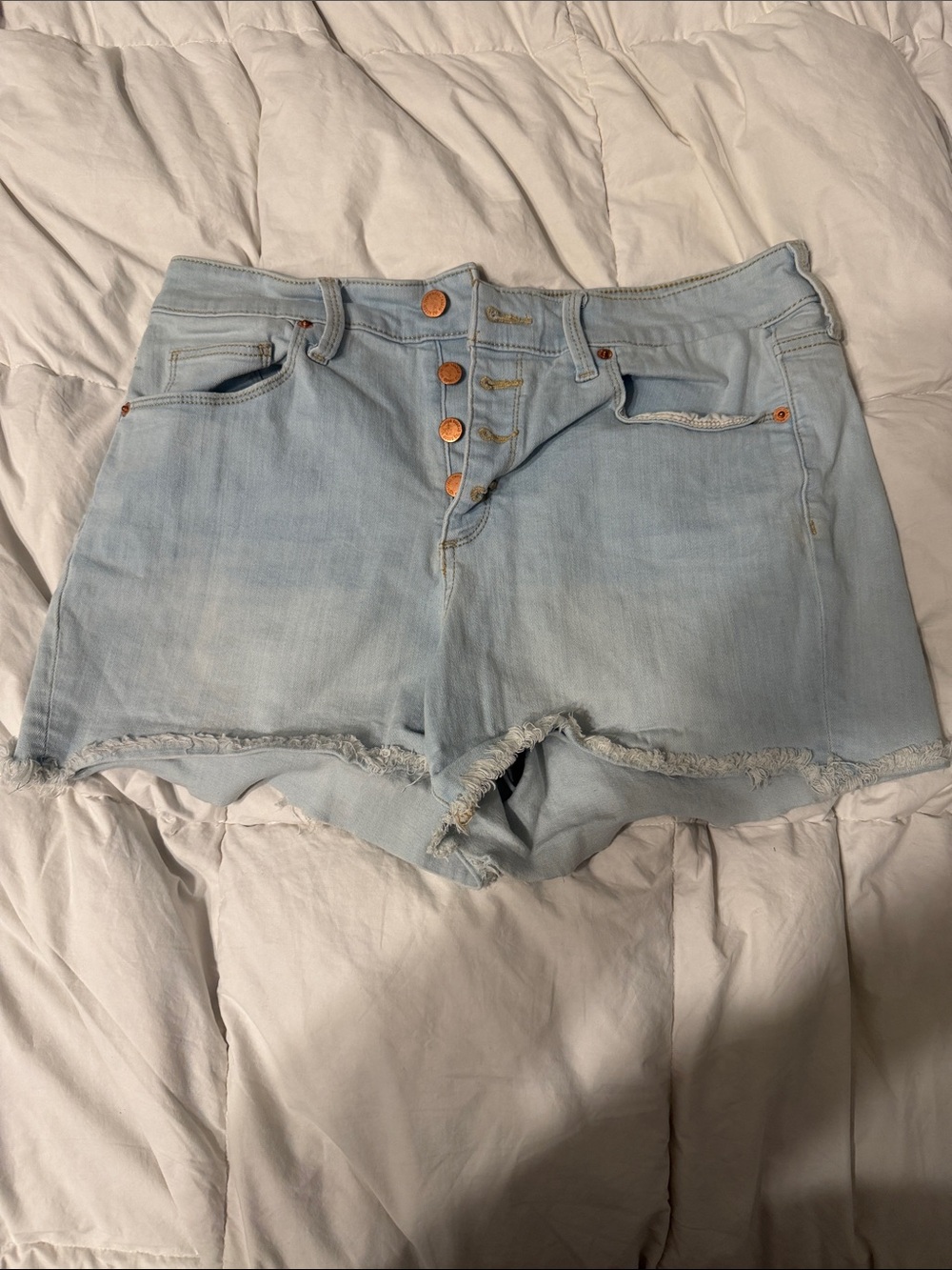 Universal Thread Light Wash Denim Cutoff Shorts with Frayed Hem